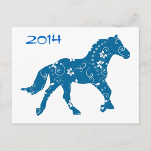 Blue and White Year of the Horse Postcard