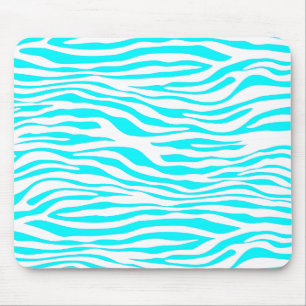 Blue and White Zebra Stripes Mouse Mat