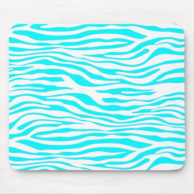 Blue and White Zebra Stripes Mouse Mat (Front)
