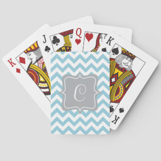 Blue and White Zigzag Monogram Playing Cards