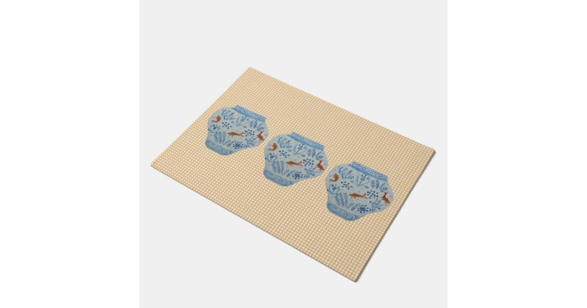 Blue and Whited Ginger Jar Doormat Rug Zazzle