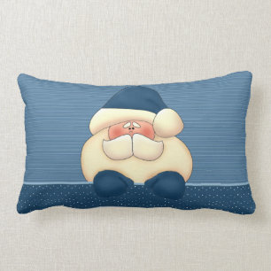 Blue and Winter White Santa Reversible Lumbar Cushion