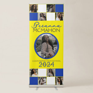 Blue and Yellow 9 Photo Graduation Retractable Banner