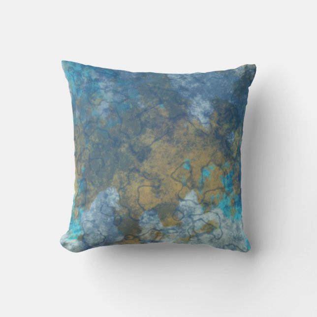 blue and yellow abstract cushion (Front)