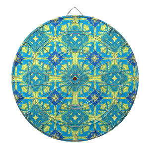 Blue and Yellow Abstract Dartboard
