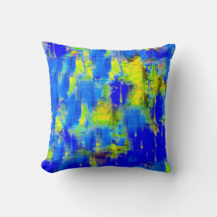 Blue and Yellow Abstract Painting 2 Cushion