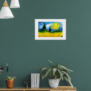 blue and yellow abstract painting poster