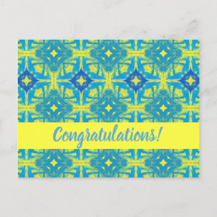 Blue and Yellow Abstract Postcard