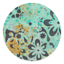 Blue and yellow abstract stickers