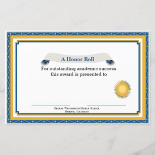 Blue and Yellow Academic Award Certificate