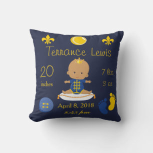 Blue and Yellow African American Baby Boy Cushion