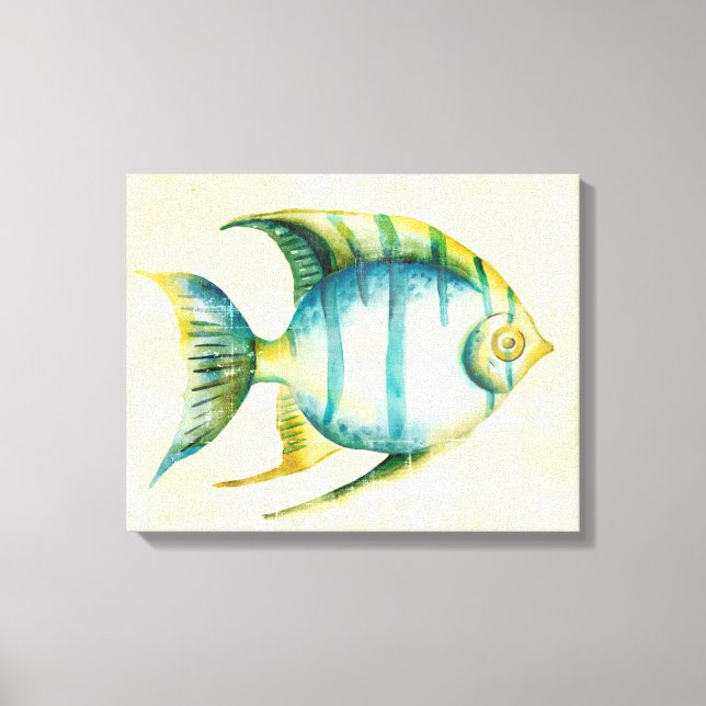 Blue and Yellow Aquarium Fish Canvas Print (Front)