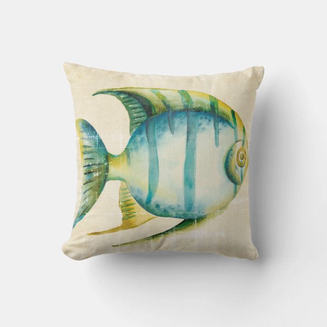 Blue and Yellow Aquarium Fish Cushion (Front)