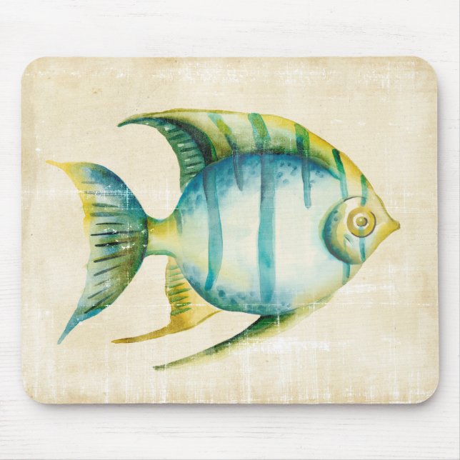 Blue and Yellow Aquarium Fish Mouse Mat (Front)