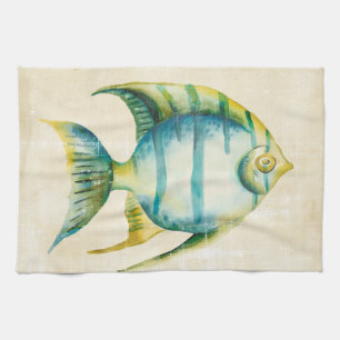 Blue and Yellow Aquarium Fish Tea Towel