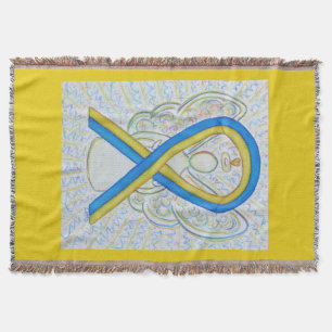Blue and Yellow Awareness Ribbon Angel Blanket