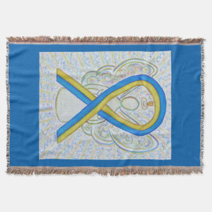 Blue and Yellow Awareness Ribbon Angel Blanket