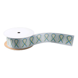 Blue and Yellow Awareness Ribbon Angel Ribbon Satin Ribbon