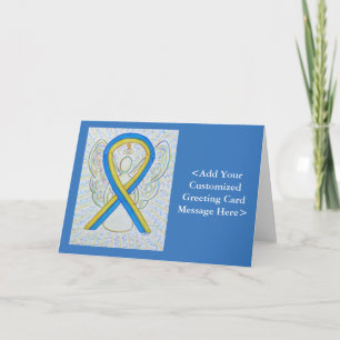 Blue and Yellow Awareness Ribbon Personalised Card