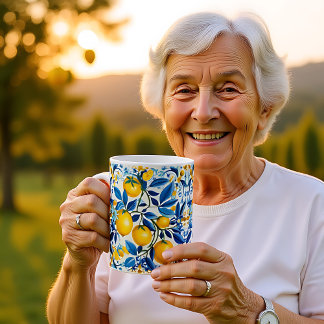 💛💙 Blue and yellow Azulejos with lemons Coffee Mug