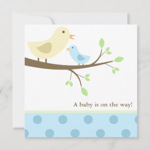 Blue and Yellow Birds Baby Shower Invitation