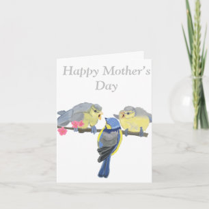 Blue and Yellow Bluetit Birds Editable  Card