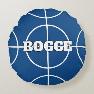 Blue and Yellow Bocci Ball round pillow cushion