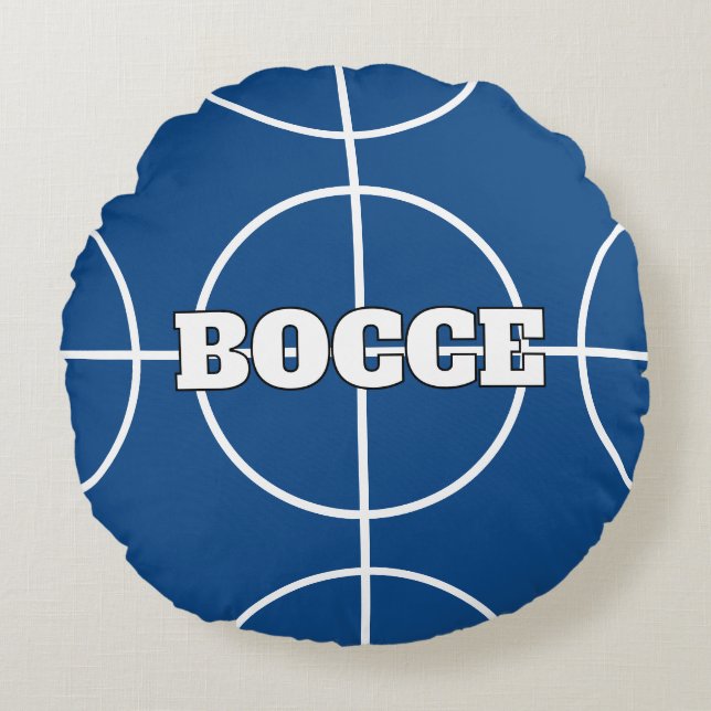 Blue and Yellow Bocci Ball round pillow cushion (Front)