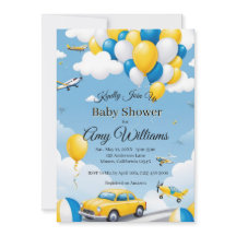 Blue and Yellow Boy Baby Shower Invitation