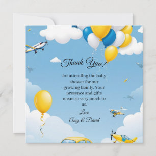Blue and Yellow Boy Baby Shower Thank You Card