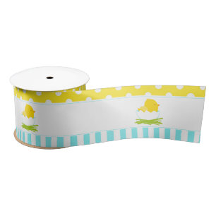 Blue and Yellow Boy Chick Satin Ribbon