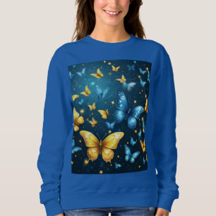 Blue And Yellow Butterflies Flying, Sweatshirt