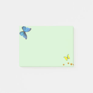 Blue and Yellow Butterflies & Gold Confetti Dots Post-it Notes