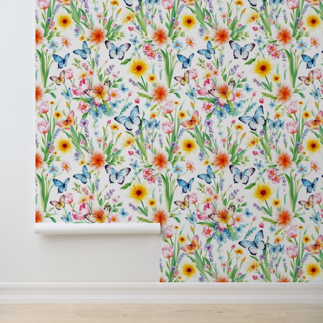 Blue and Yellow Butterflies in the Meadow Wallpaper (Application)