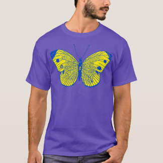Blue and Yellow Butterfly Design T-Shirt