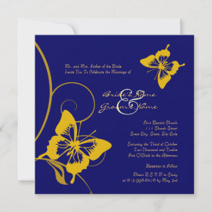 Blue and Yellow Butterfly Wedding Invitation