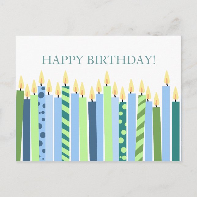 Blue and Yellow Candles Boys Birthday Postcard (Front)