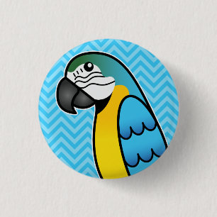Blue And Yellow Cartoon Macaw Parrot Bird 3 Cm Round Badge