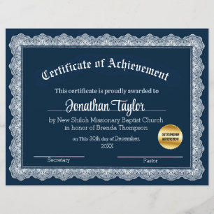 Blue and Yellow Certificate of Achievement