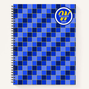 Blue and Yellow Checks Personalized Notebook