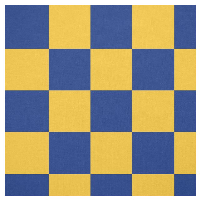 Blue and yellow  chequerboard pattern fabric (Swatch)