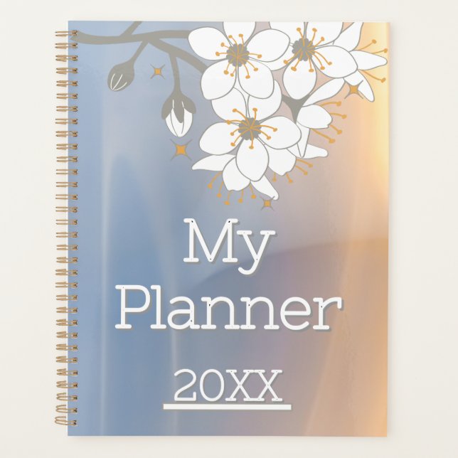 Blue And Yellow Cherry Blossom Sakura Planner (Front)