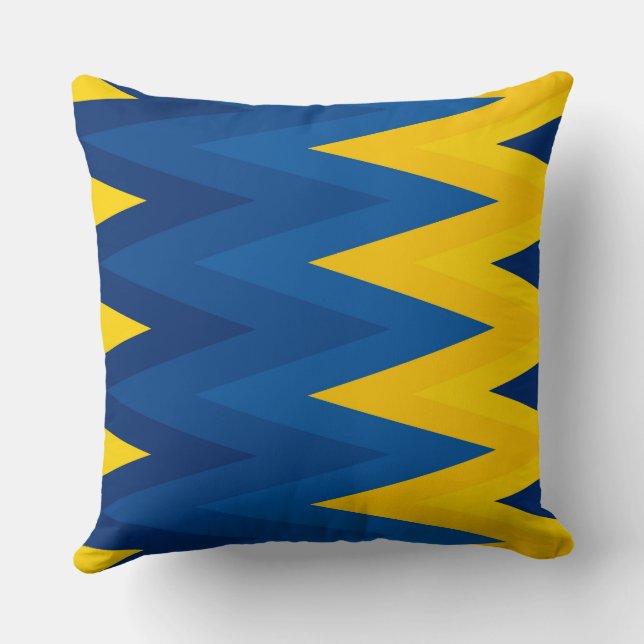 Blue and Yellow Chevron Pattern Cushion (Back)