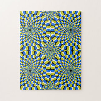 Blue and Yellow Circles Optical Illusion - hard Jigsaw Puzzle