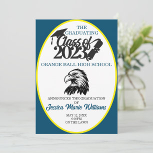 Blue and Yellow Class of 2023 Graduation Invitation
