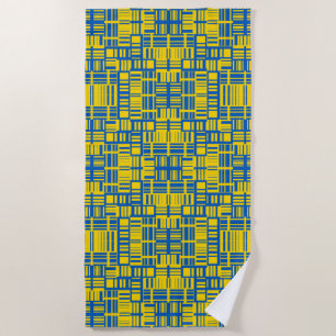 Blue And Yellow Colour Line Design Pattern Beach Towel