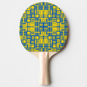 Blue And Yellow Colour Line Design Pattern Ping Pong Paddle