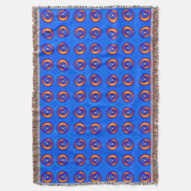 Blue and Yellow COOL pattern Throw Blanket (Front Vertical)