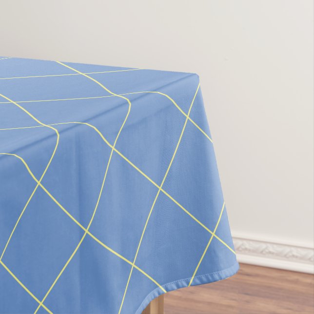 Blue and yellow, country, lattice pattern cotton tablecloth (In Situ)