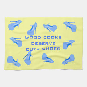 Blue and Yellow Cute Shoes Tea Towel